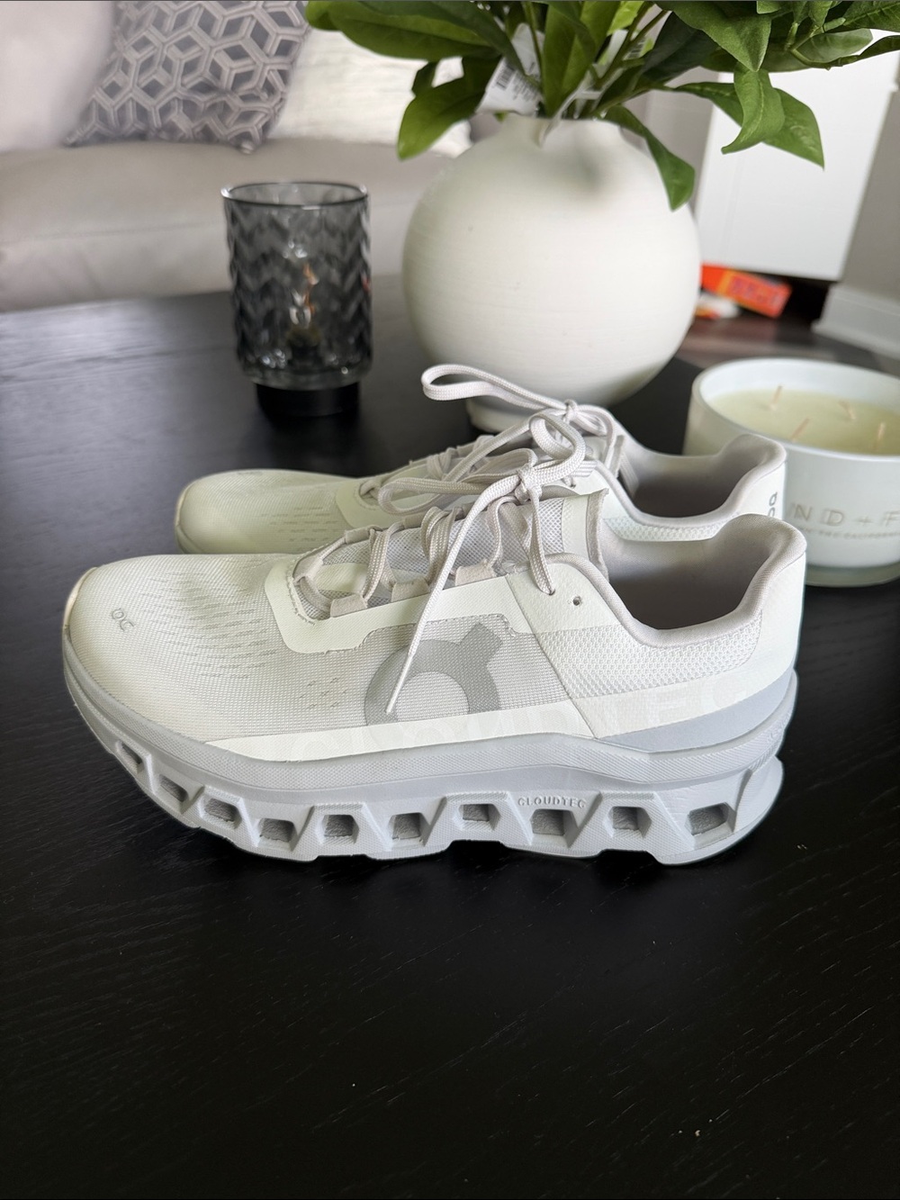 Women's ON Running Cloudmonster Running Sneakers - White/Glacier